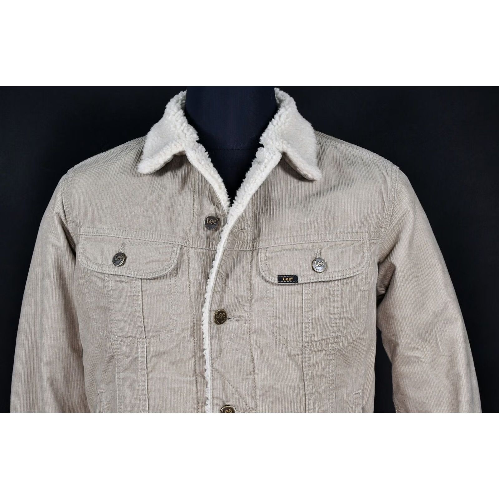 Lee Lee Storm Rider Jacket Mens S Corduroy Sherpa Beige 100% Cotton LEE Storm Rider Casual Coat Size US S / EU 44-46 / 1 - 3 Thumbnail
