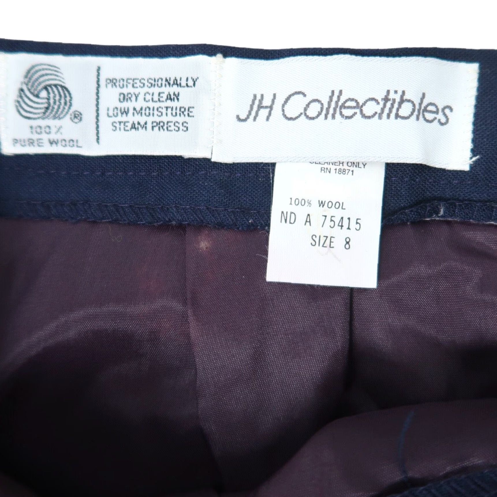 Vintage VINTAGE JH Collectibles Skirt Navy Blue Wool Midi A-Line 8 Women Wool 80s Skirt Body Workwear Mens? Size 30" / US 8 / IT 44 - 6 Thumbnail