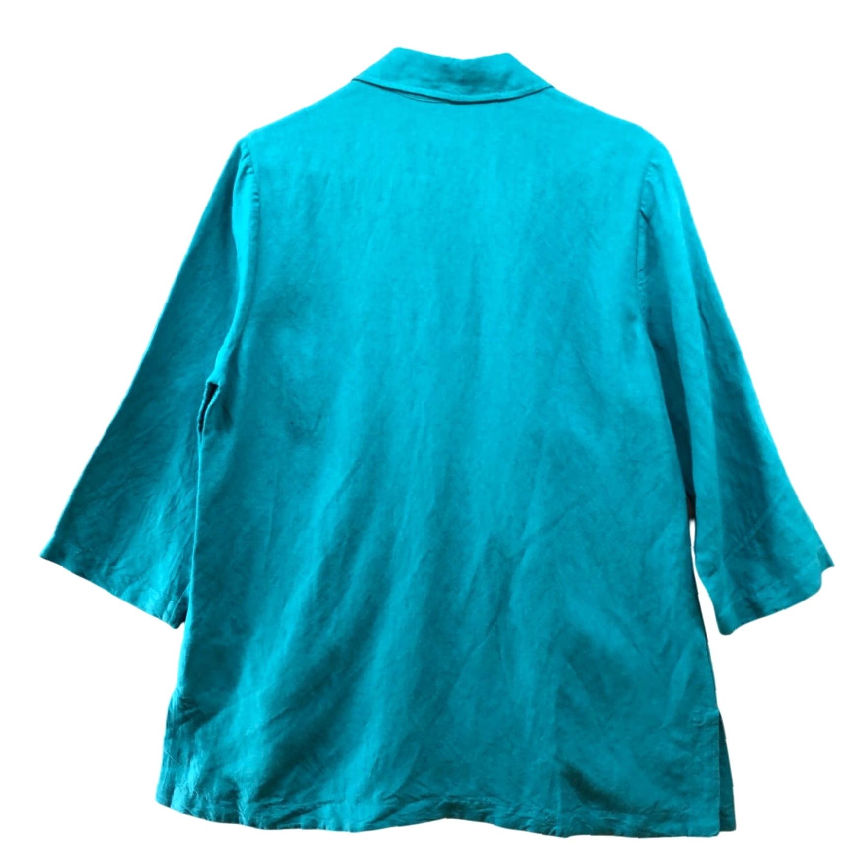 Soft Surroundings Soft Surroundings Blouse Shirt Womens M Blue Teal Linen Blend Pintuck 3/4 Sleeve Tunic Shirt Blouse Beach Bohemian Spring Summer Womens Size M / US 6-8 / IT 42-44 - 2 Thumbnail