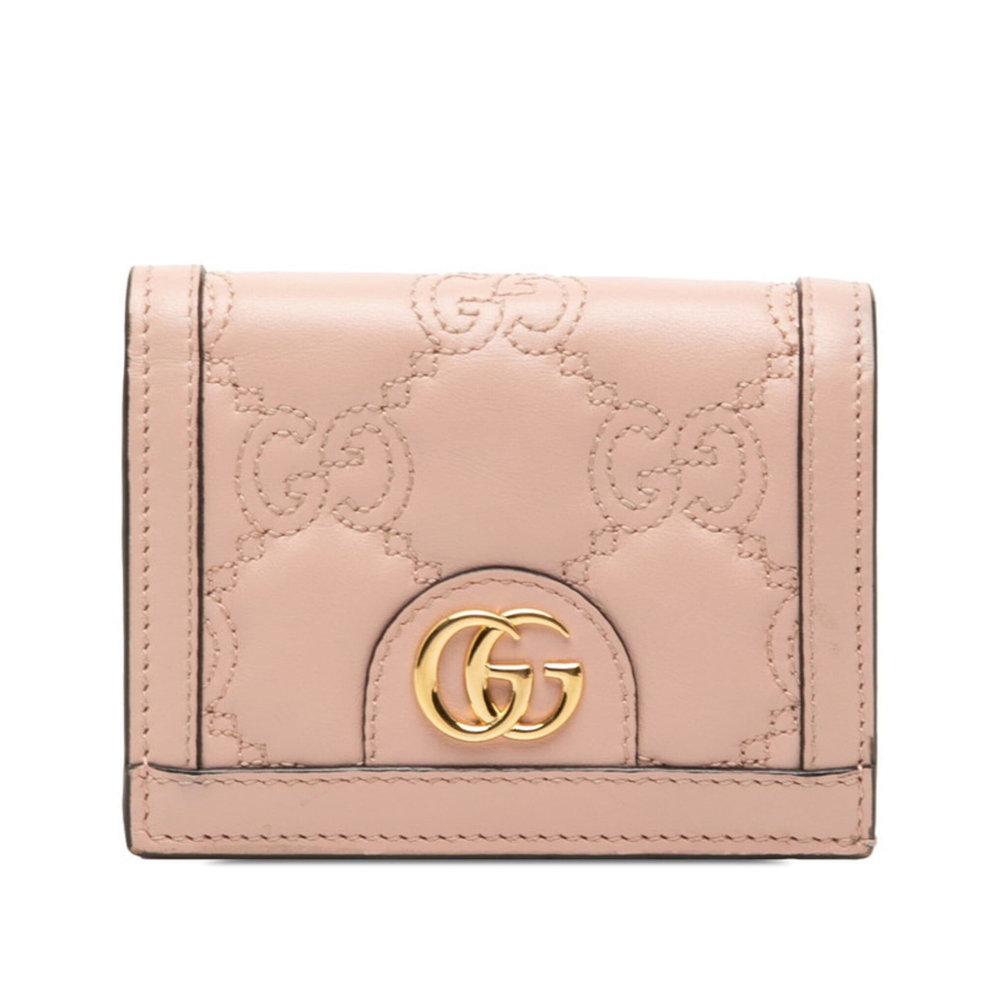 Gucci Gucci GG Matelassé Logo Quilted Bi-fold Wallet 723786 Pink Leather Women's GUCCI Size ONE SIZE - 1 Thumbnail