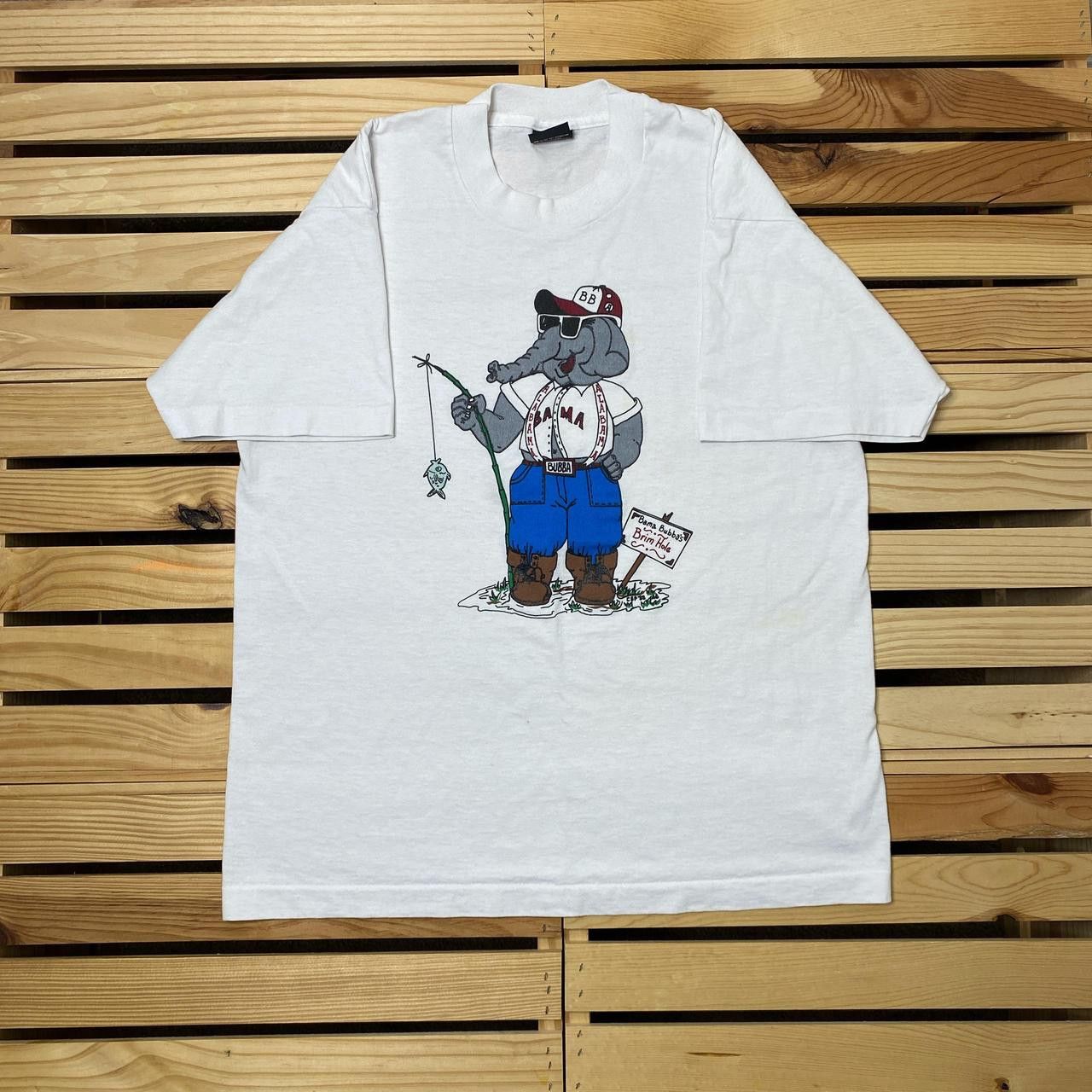 Vintage University of Alabama White College Tee Size Large