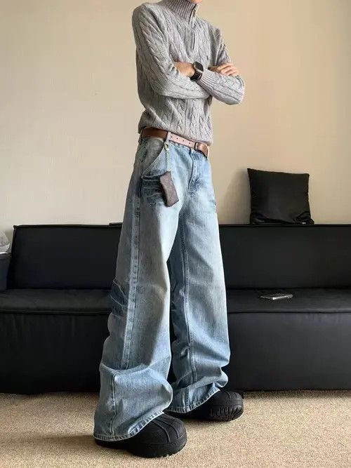 Japanese Brand × Jean Pants Washed vintage distressed loose jeans y2k Size US 32 / EU 48 - 1 Thumbnail