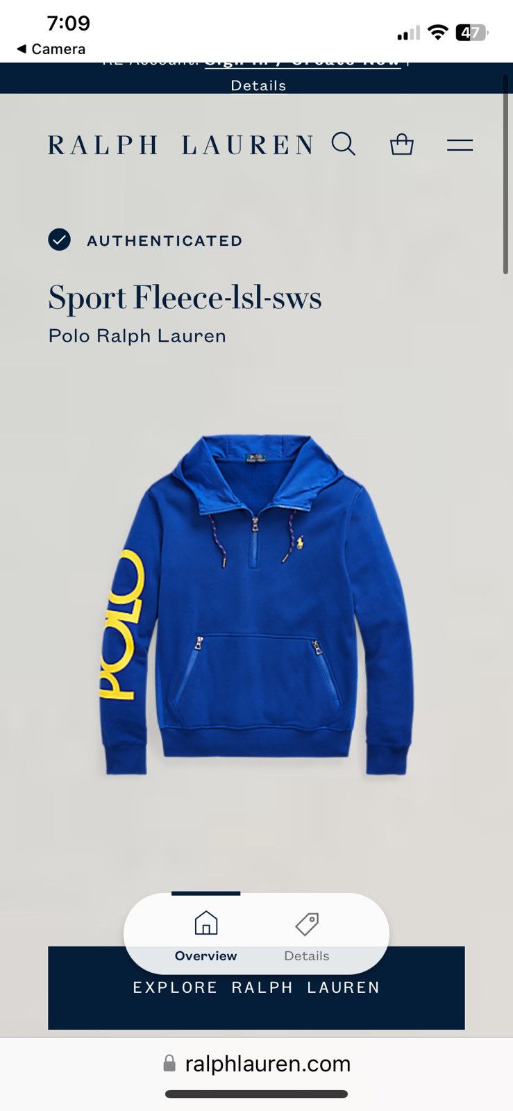 Polo Ralph Lauren Blue polo sports fleece Size US XL / EU 56 / 4 - 6 Thumbnail