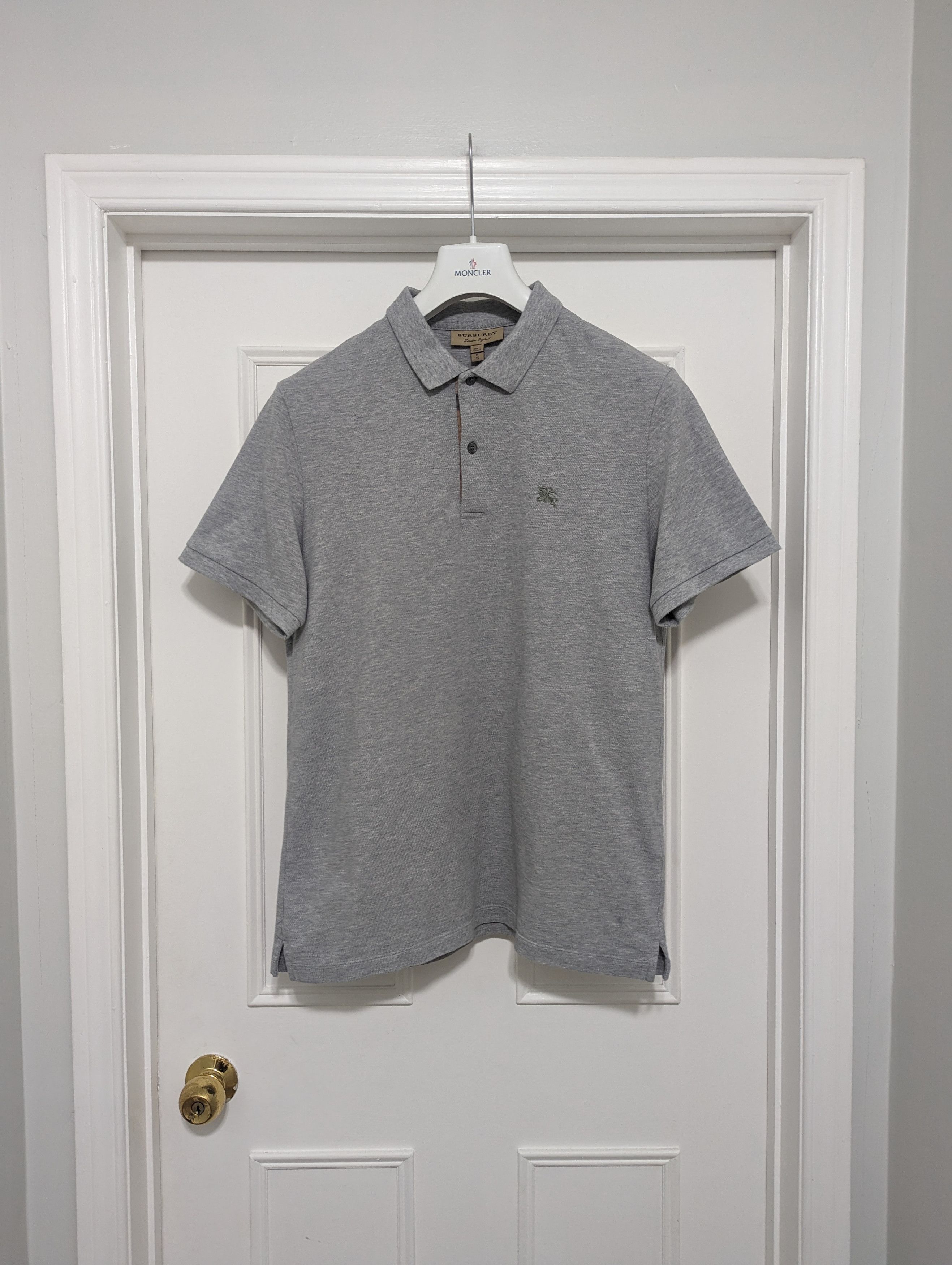 image of Burberry London Nova Check Polo Shirt XL in Grey, Men's