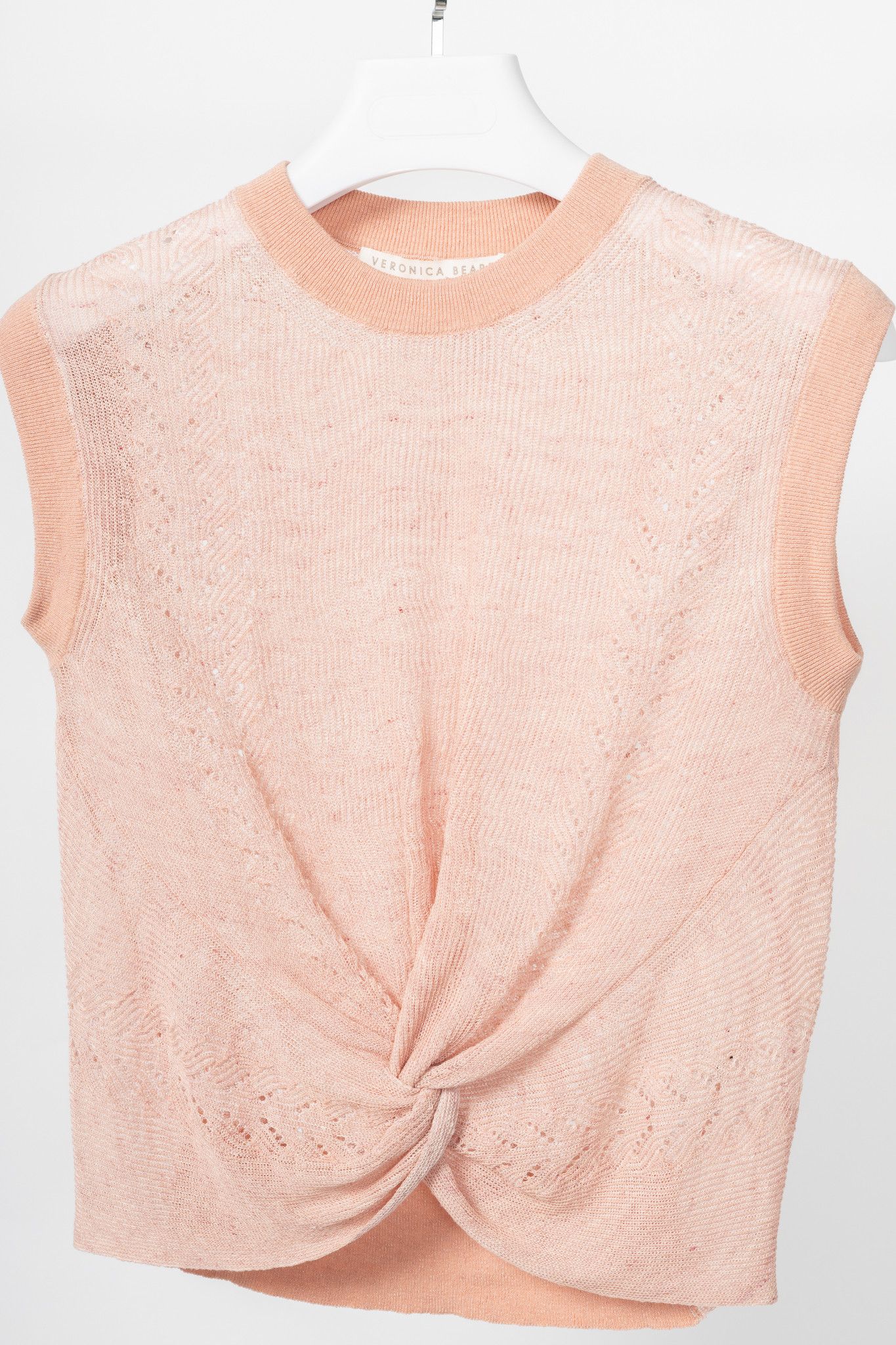 Veronica Beard Veronica Beard Kellen Linen Pointelle Twist-Front Sweater Size S / US 4 / IT 40 - 3 Thumbnail