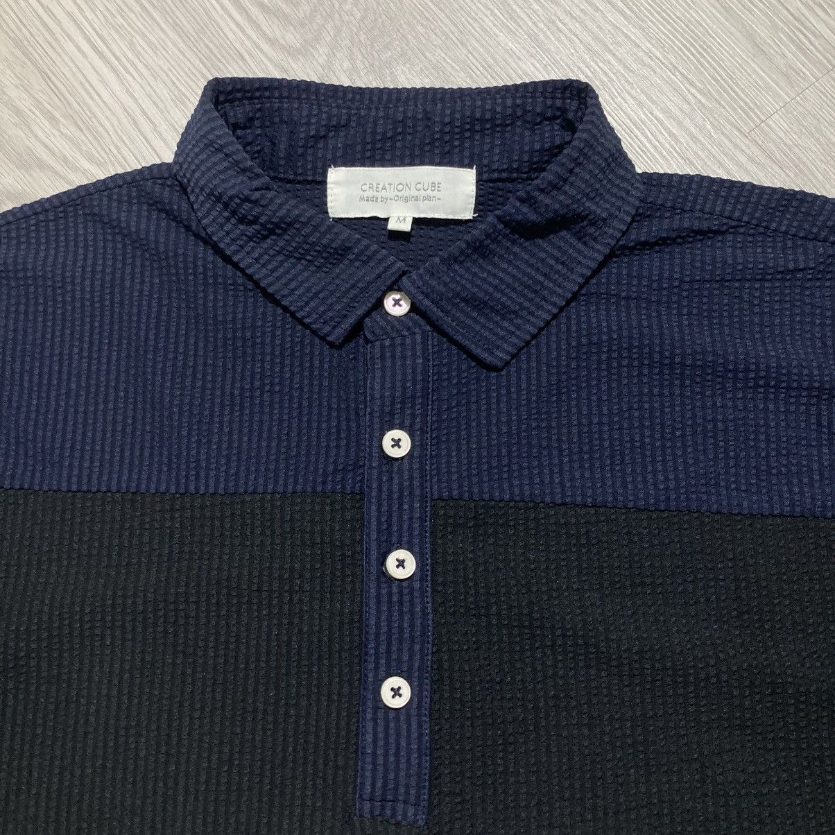 Issey Miyake 2000s Creation Cube Waffle Halfbutton Shirt Designer 2 Tone Size US M / EU 48-50 / 2 - 7 Thumbnail
