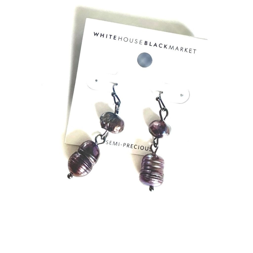White House Black Market WHBM Semi-Precious Gray Pearl Earrings | NWT Size ONE SIZE - 6 Thumbnail