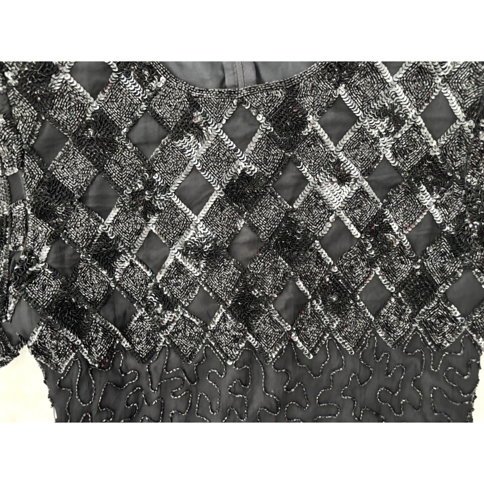 laurence kazar beaded dress Vintage Laurence Kazar Sequin Beaded Multicolor Dress – Showstopper Vintage main image 0