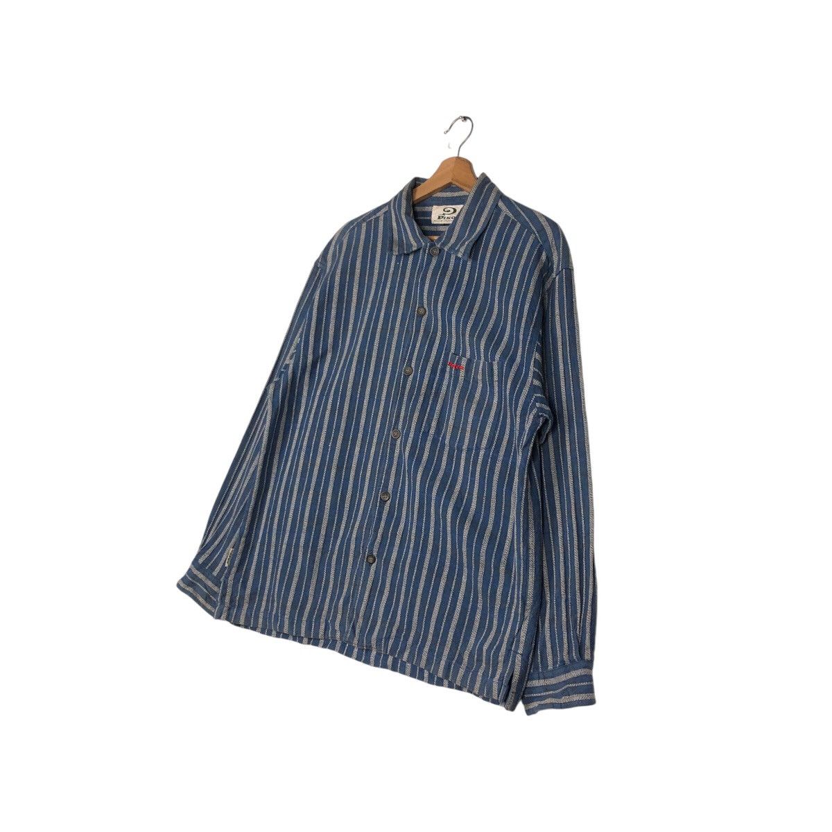 Indigo 📌Vintage Indigo Button Jacket Piko Striped Hickory Design Size US L / EU 52-54 / 3 - 3 Thumbnail
