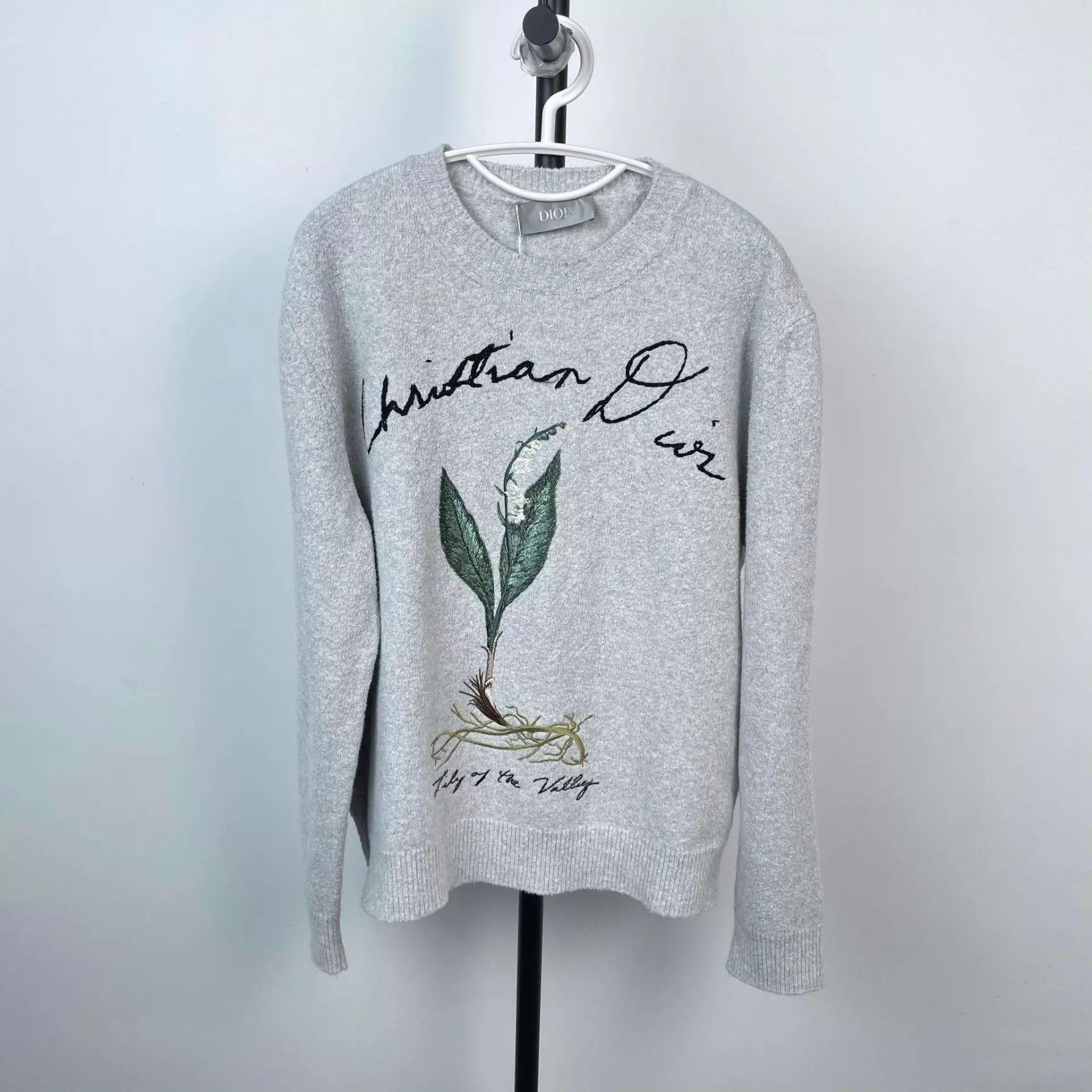 Dior Dior Lily of the Valley gray L knit sweater Size L / US 10 / IT 46 - 1 Thumbnail