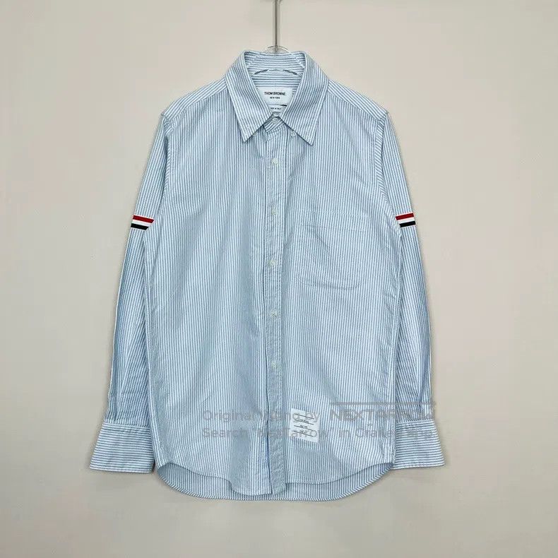 Thom Browne Thom Browne Blue Striped Shirt Size US XS / EU 42 / 0 - 1 Thumbnail