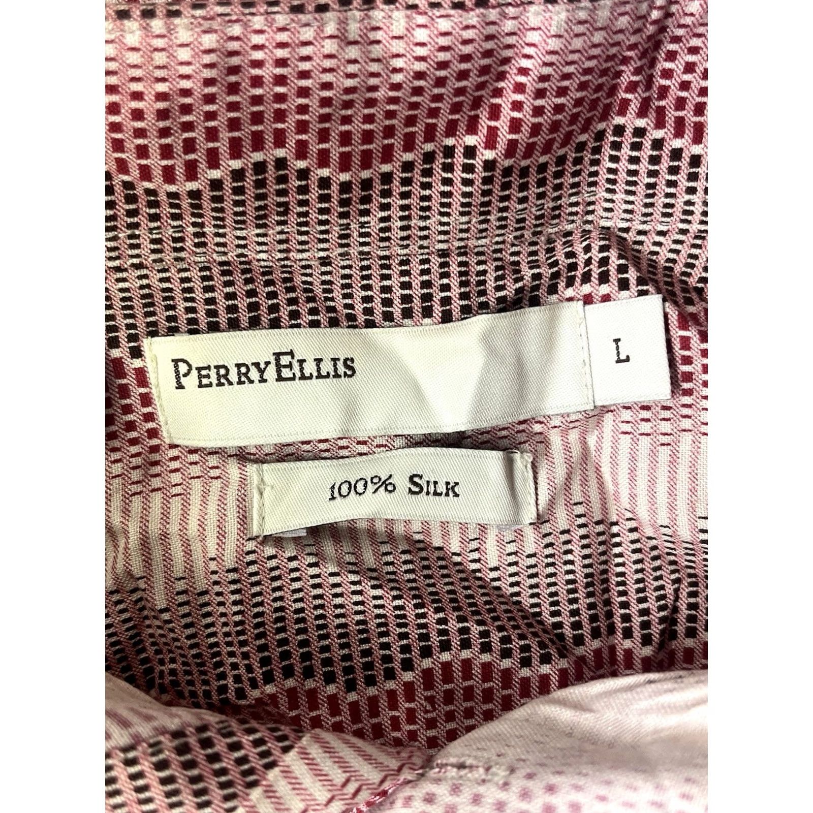Perry Ellis Perry Ellis Men's 100% Silk White Rose Shirt L Size US L / EU 52-54 / 3 - 5 Thumbnail