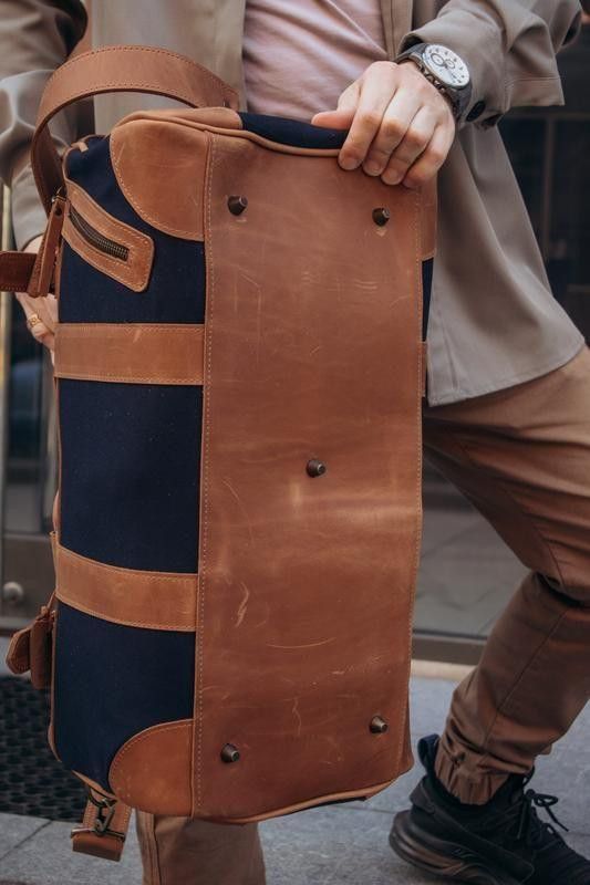 Handmade Genuine leather and thick canvas. Leather Weekender Size ONE SIZE - 5 Thumbnail