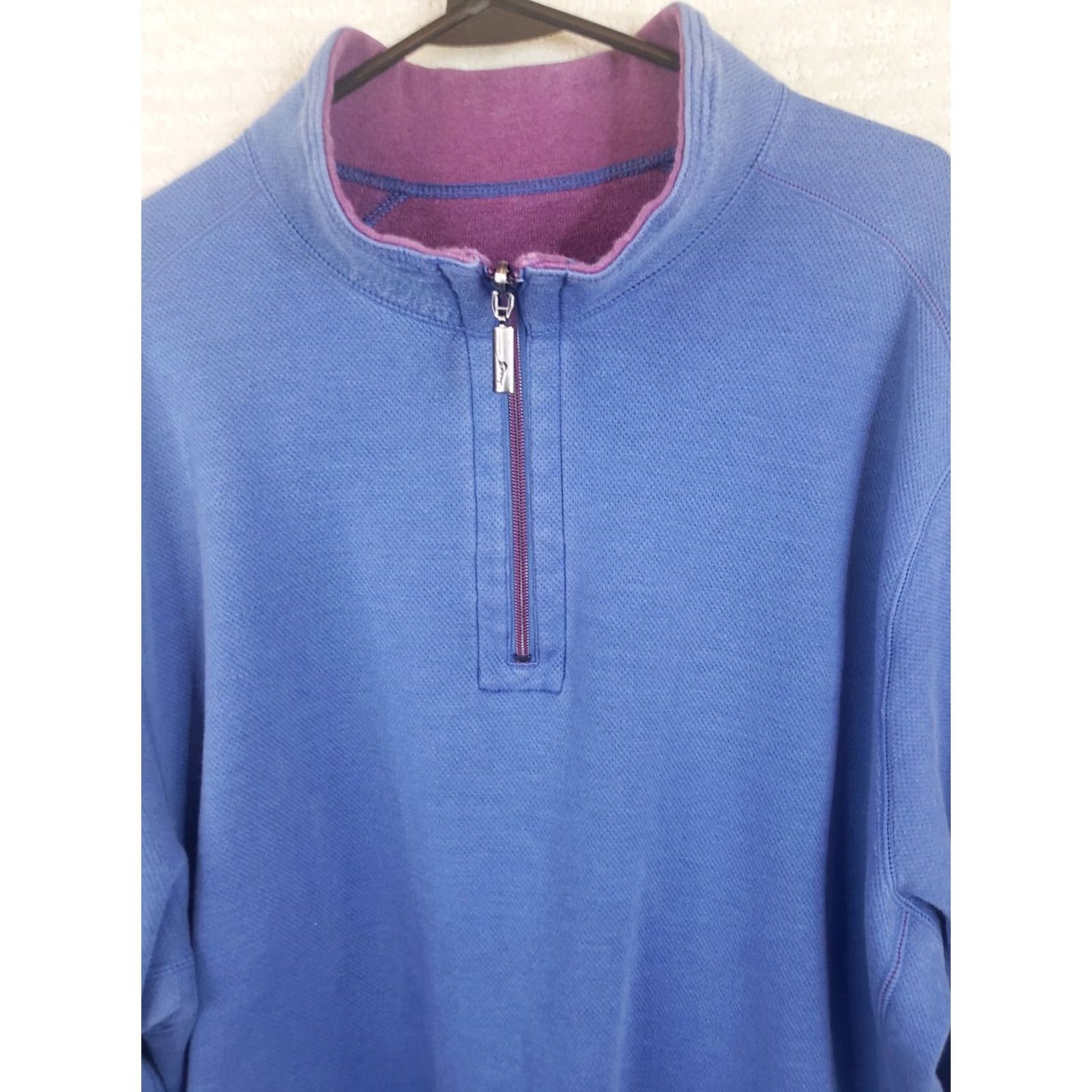 Tommy Bahama Tommy Bahama Sweater Mens XXL 2XL Reversible Quarter Zip Cadet Blue Purple Size US XXL / EU 58 / 5 - 2 Thumbnail