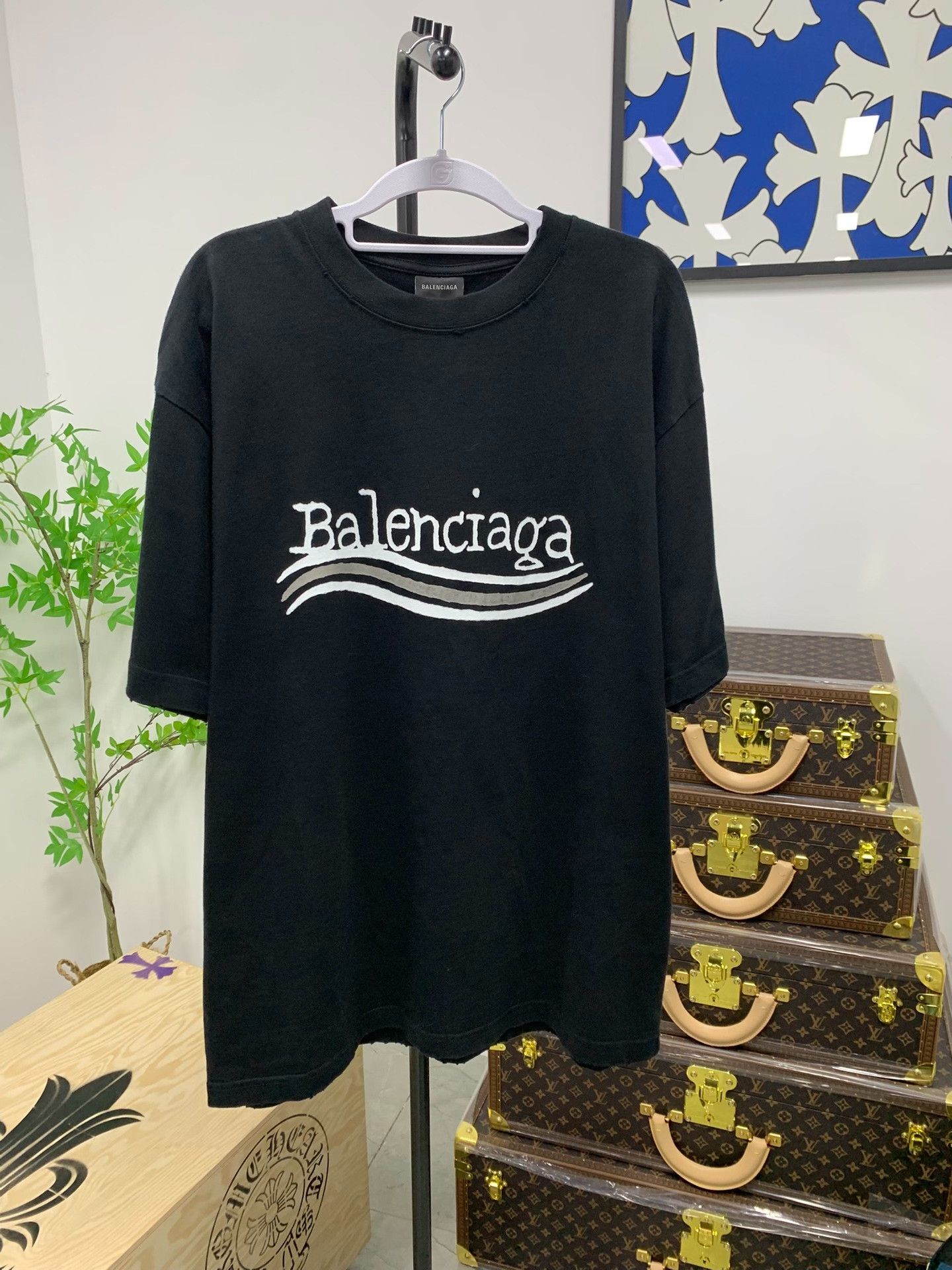 Balenciaga Balenciaga Wave Logo Print T-Shirt XS Size US XS / EU 42 / 0 - 1 Thumbnail