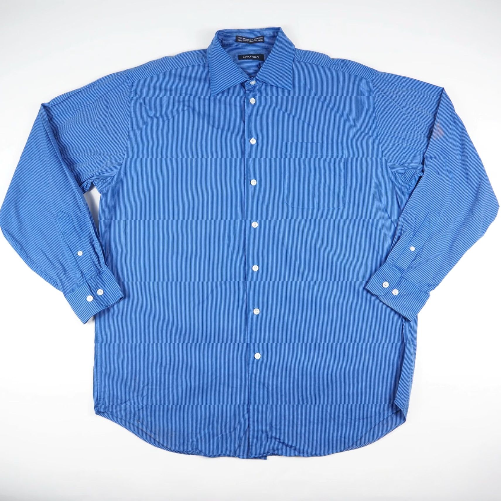 Nautica Nautica Dress Shirt Blue Striped Button-Down Long Sleeve 16.5 34/35 Long 100% Cotton Mens Shirt Size 42R - 2 Thumbnail
