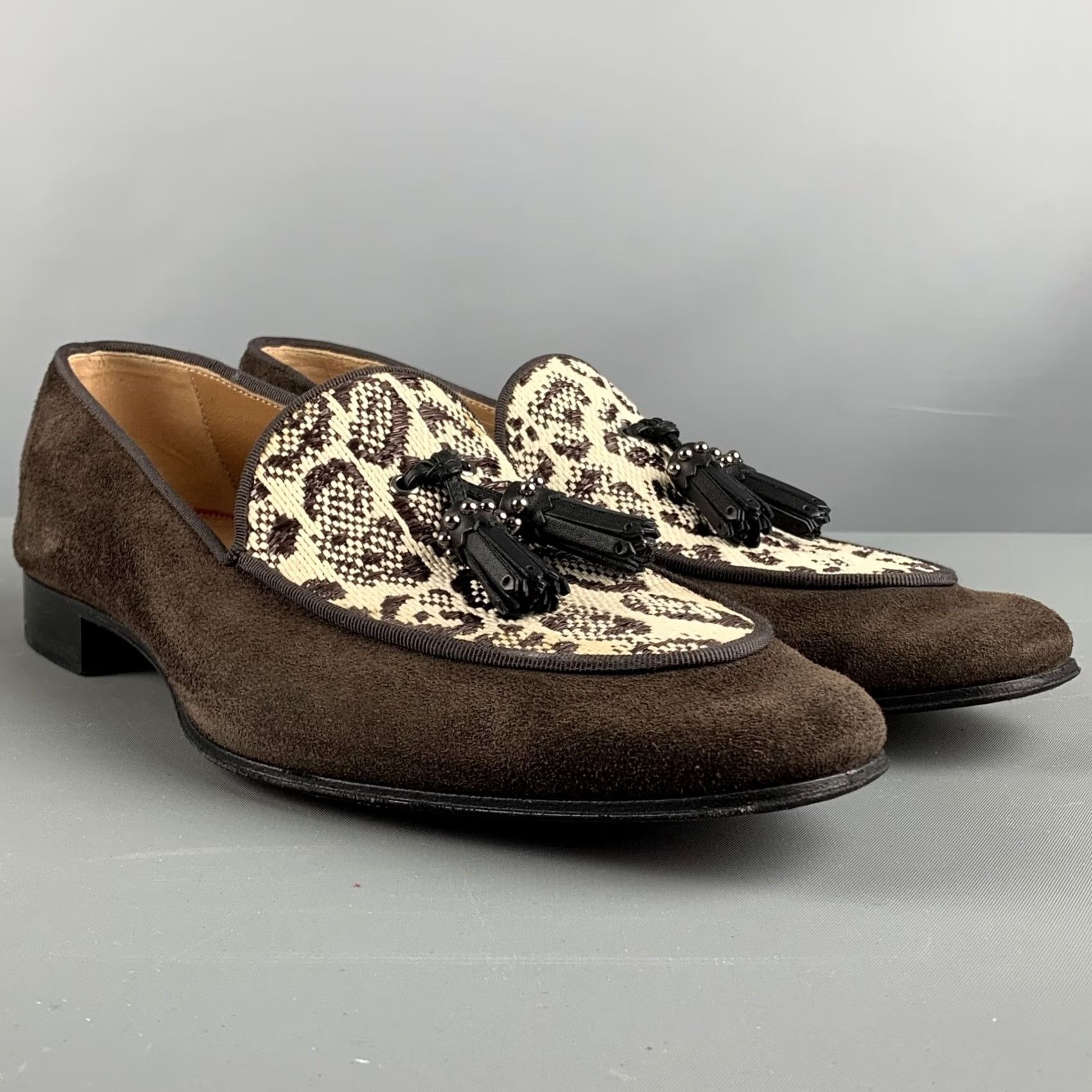 Christian Louboutin CHRISTIAN LOUBOUTIN Size 9 Brown Beige Mixed Materials Woven Tassels Loafers Men Size US 9 / EU 42 - 2 Thumbnail