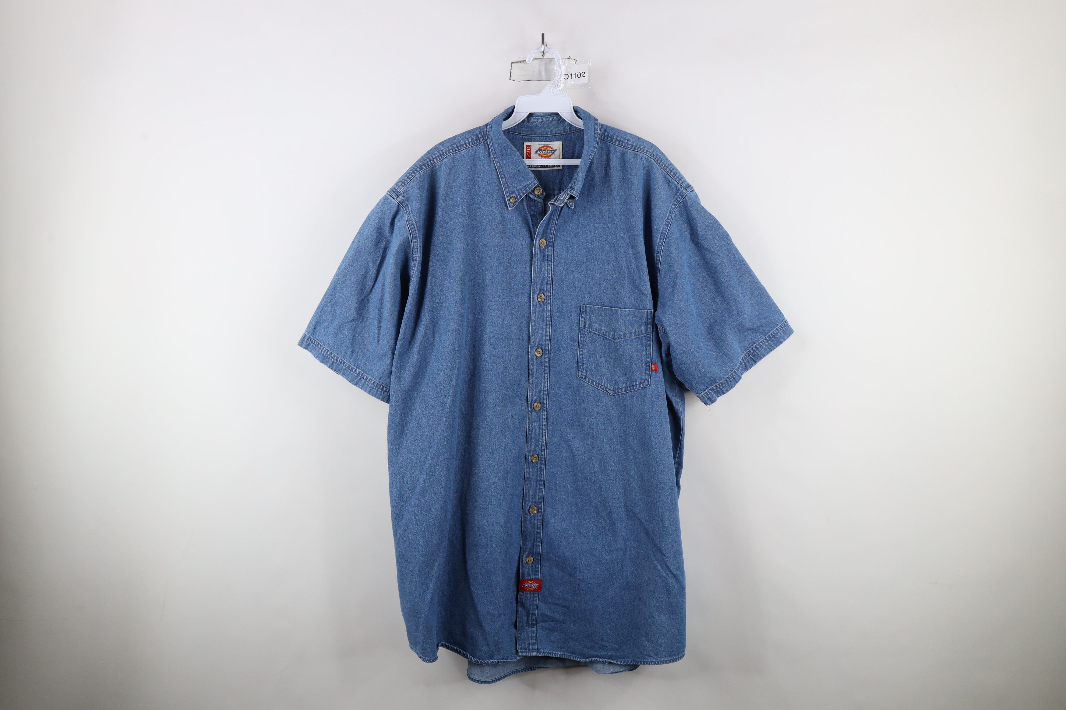 Dickies × Vintage Vintage Dickies Short Sleeve Denim Jean Button Down Shirt Size US XXL / EU 58 / 5 - 1 Thumbnail