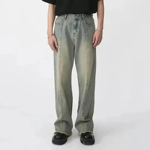 Designer × Vintage Y2K High Street Straight Wide Leg Jean Size US 31 - 1 Thumbnail