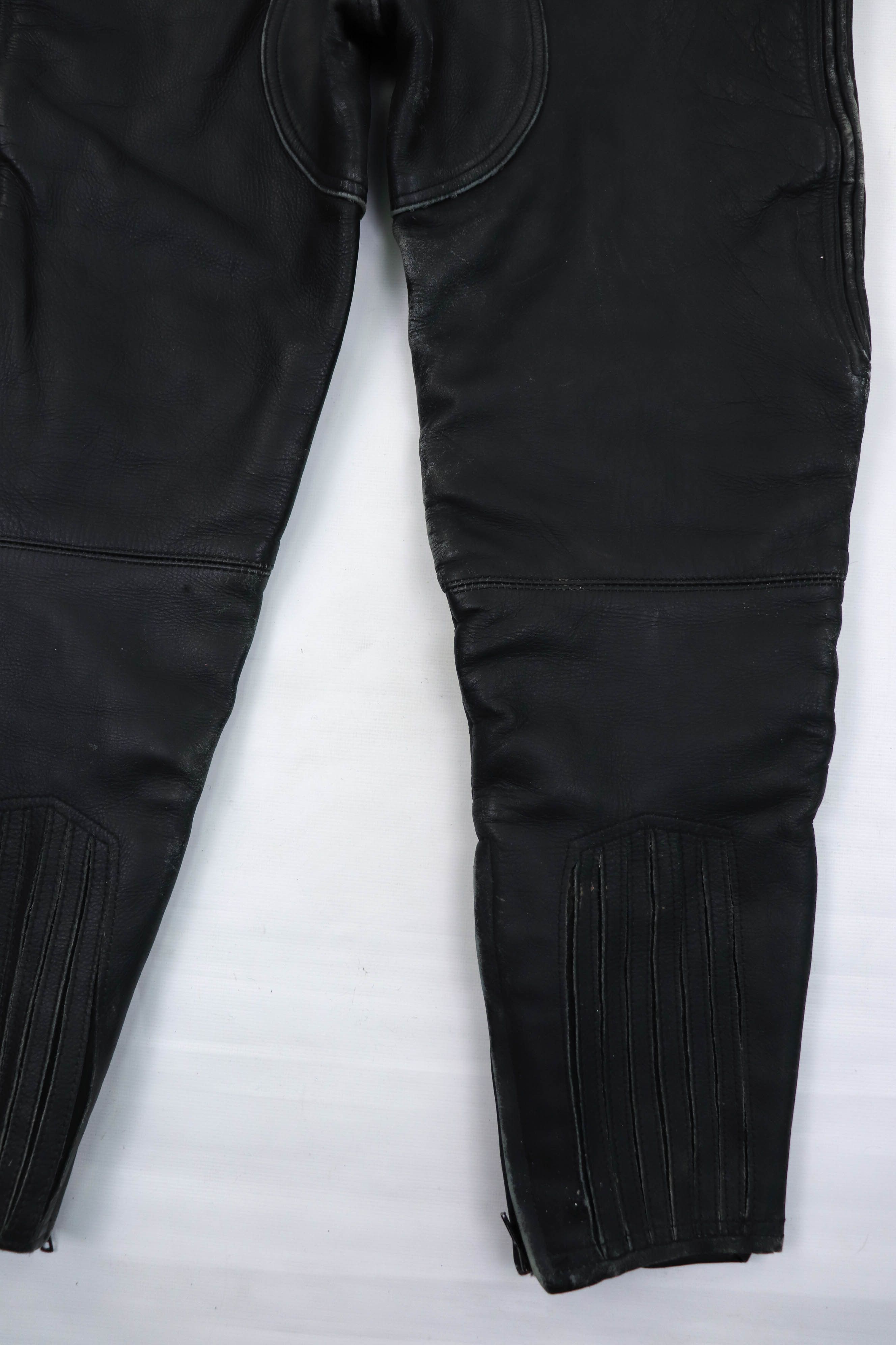 Genuine Leather Vintage EUROStyle Leather Distressed Biker Bib Overall Pants Size 27" / US 4 / IT 40 - 12 Thumbnail