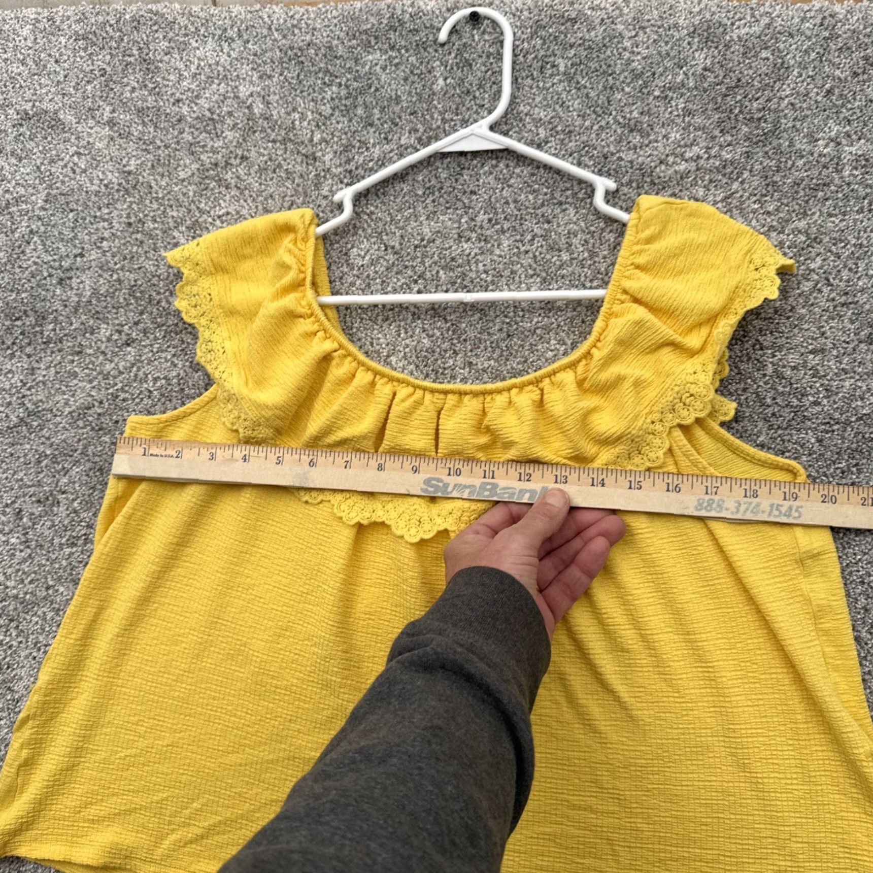 Vintage Cato Blouse Women's 18W Plus Round Neck Sleeveless Ruffle Cottagecore Boho Peasant Romantic Feminine Yellow Size XXL / US 16-18 / IT 52-54 - 3 Thumbnail