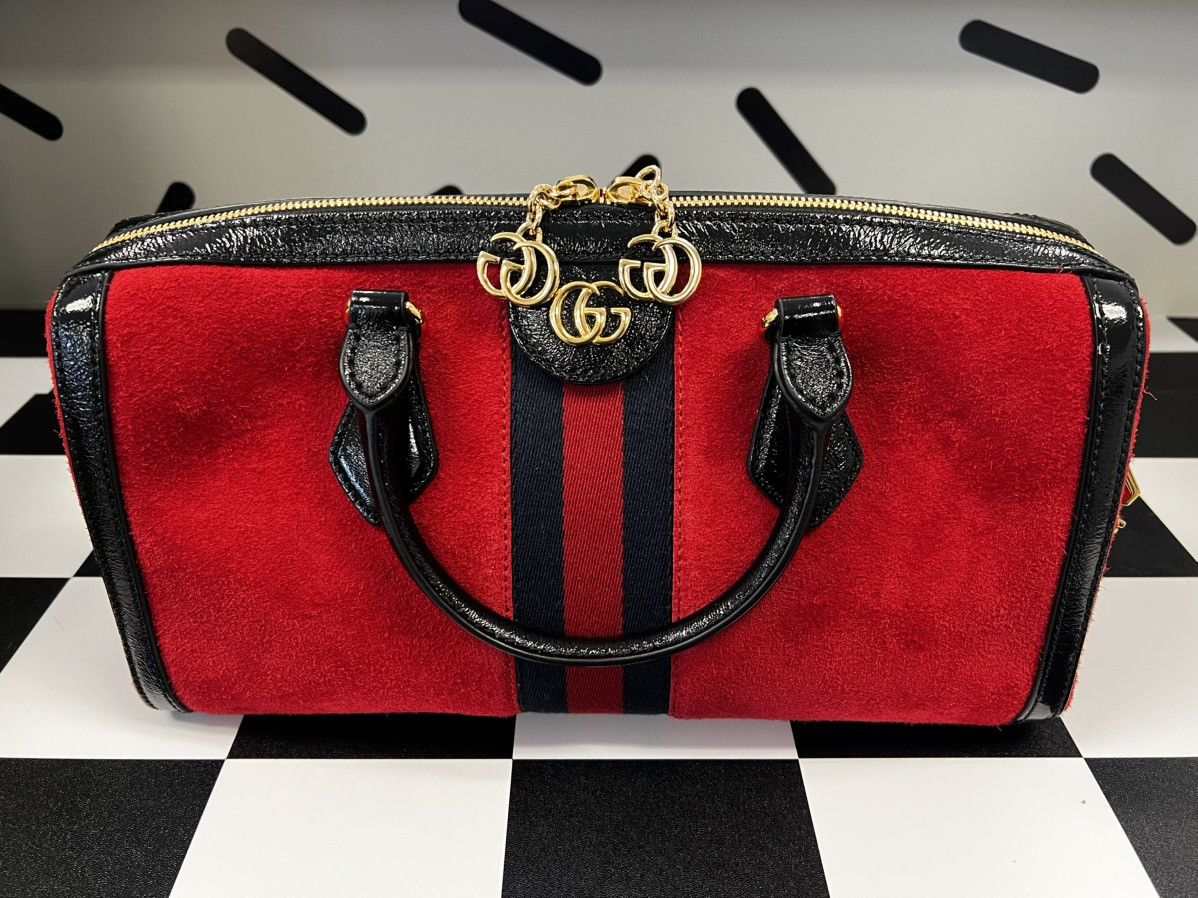Gucci NWOT Gucci Red Suede Medium Ophidia Boston W/ Box & Dustbag Size ONE SIZE - 4 Thumbnail
