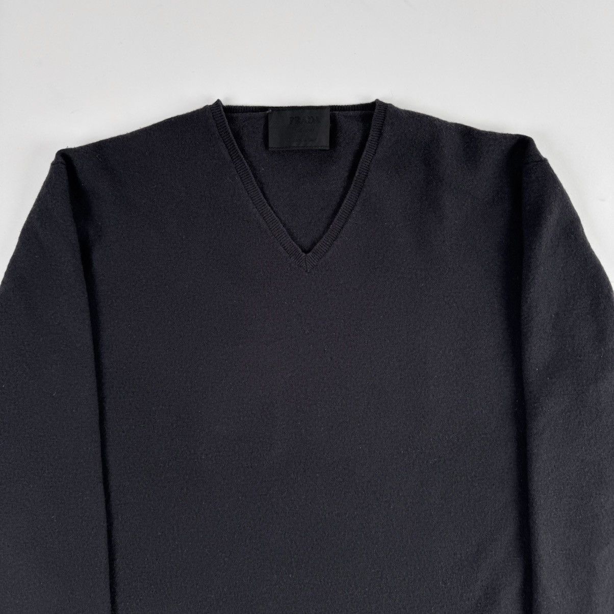 Prada Prada 1990's Dark Gray Wool Knit V-Neck Pullover Size US L / EU 52-54 / 3 - 2 Thumbnail