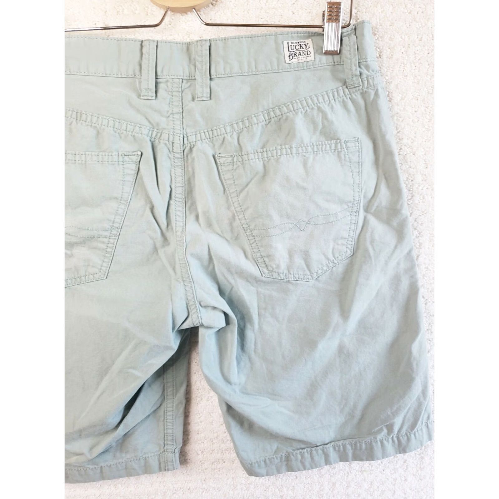 Lucky Brand Lucky Brand Men Chino Shorts Flat Front Slash Pockets Cotton Green 30 Regular XS? Size US 30 / EU 46 - 6 Thumbnail