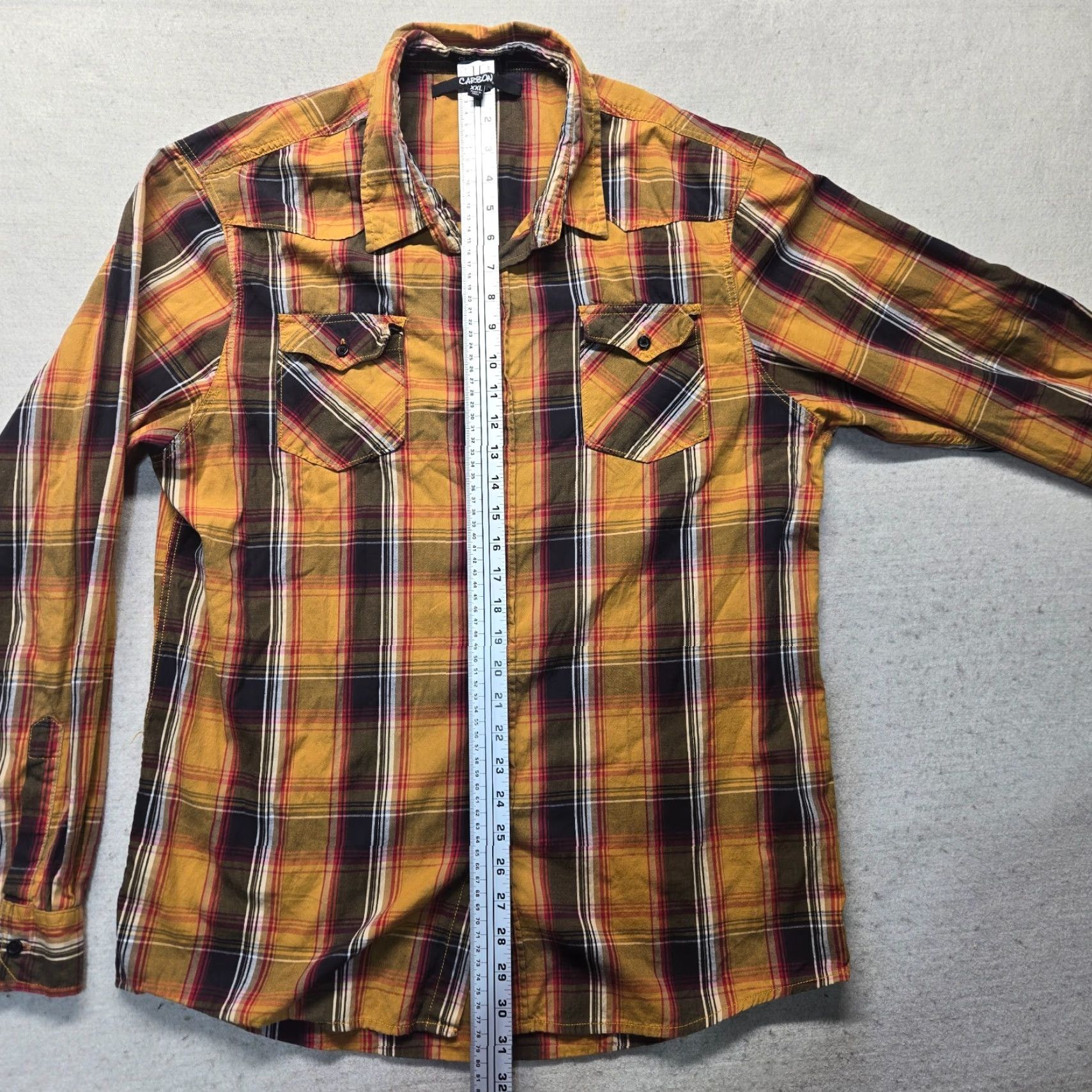 Carbon Carbon Shirt Orange Plaid Button-Up Classic Fit Long Sleeve 2XL Men's Adult Size Orange Plaid Shirt 2XL Carbon Button-Up Mens Shirt Size US XXL / EU 58 / 5 - 6 Thumbnail