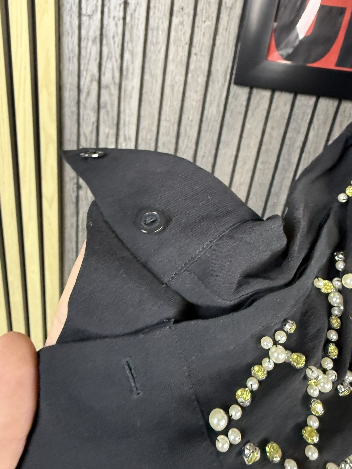Balmain Balmain x H&M Black Embellished Sheer Long-Sleeve Size XS / US 0-2 / IT 36-38 - 4 Thumbnail