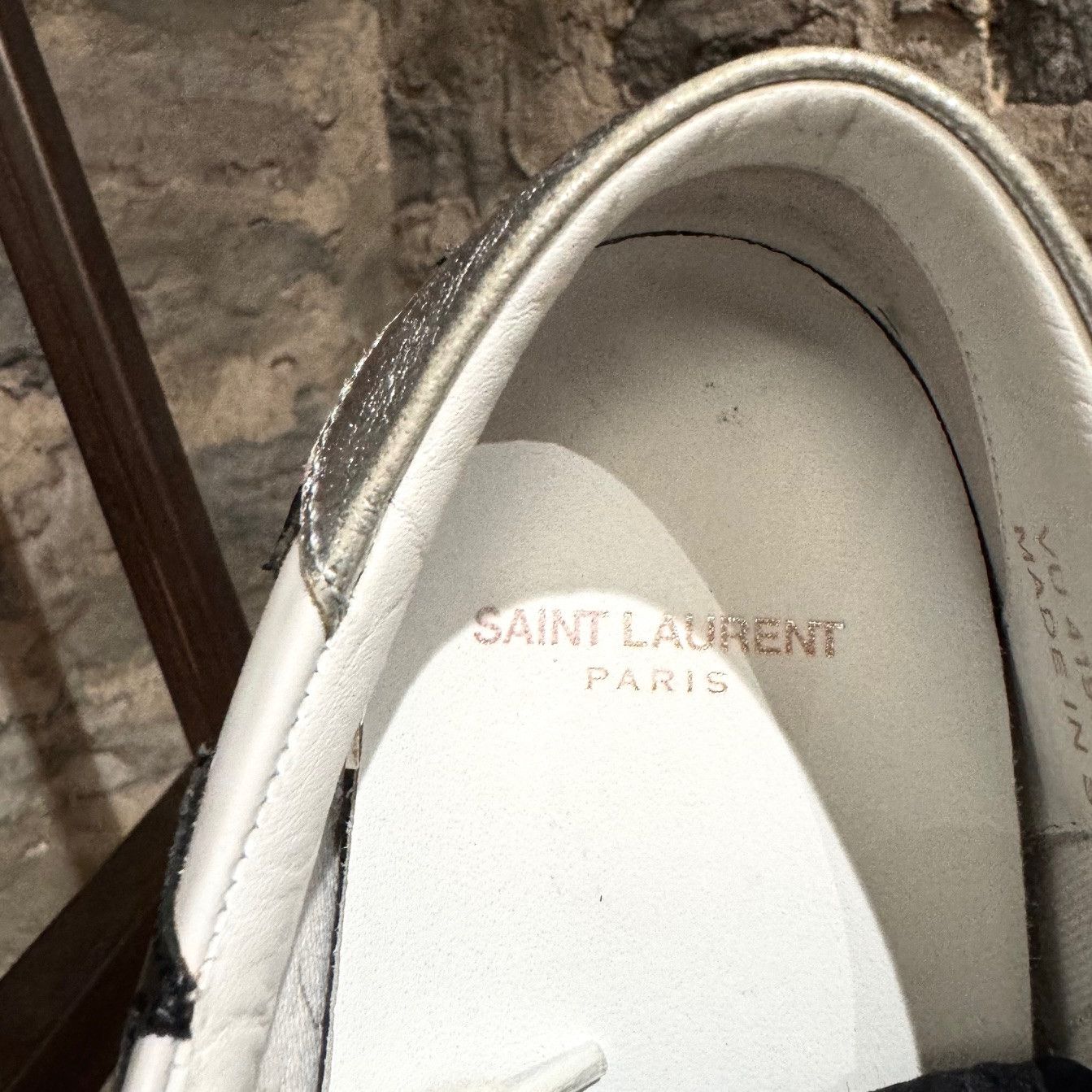 Saint Laurent Paris Saint Laurent White Leather Stars Appliqué Court Sneakers Size US 9.5 / IT 39.5 - 11 Thumbnail