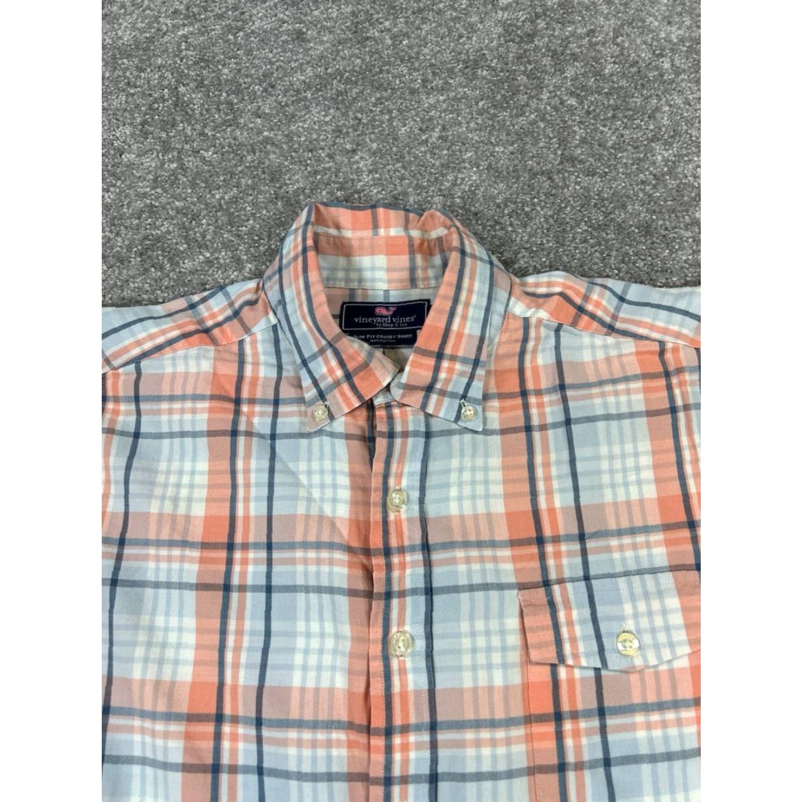 Vineyard Vines Vineyard Vines Crosby Shirt Mens Large Orange Blue White Cotton Button Up Size US L / EU 52-54 / 3 - 2 Thumbnail