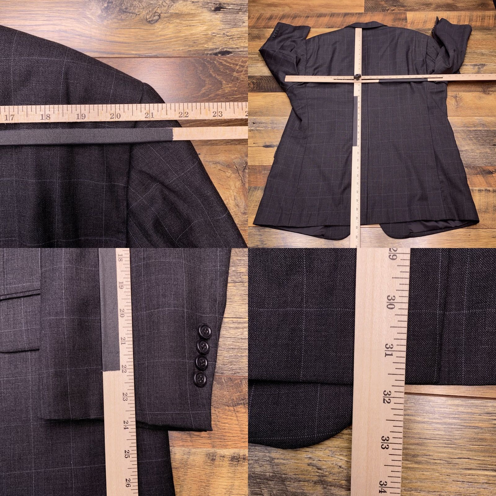Jos. A. Bank Jos. A. Bank Blazer Sport Coat 48R Gray Windowpane Wool Slm Notch Single-Breasted Two-Button Mens Jacket Coat Regular Vintage No Size 48R - 9 Thumbnail