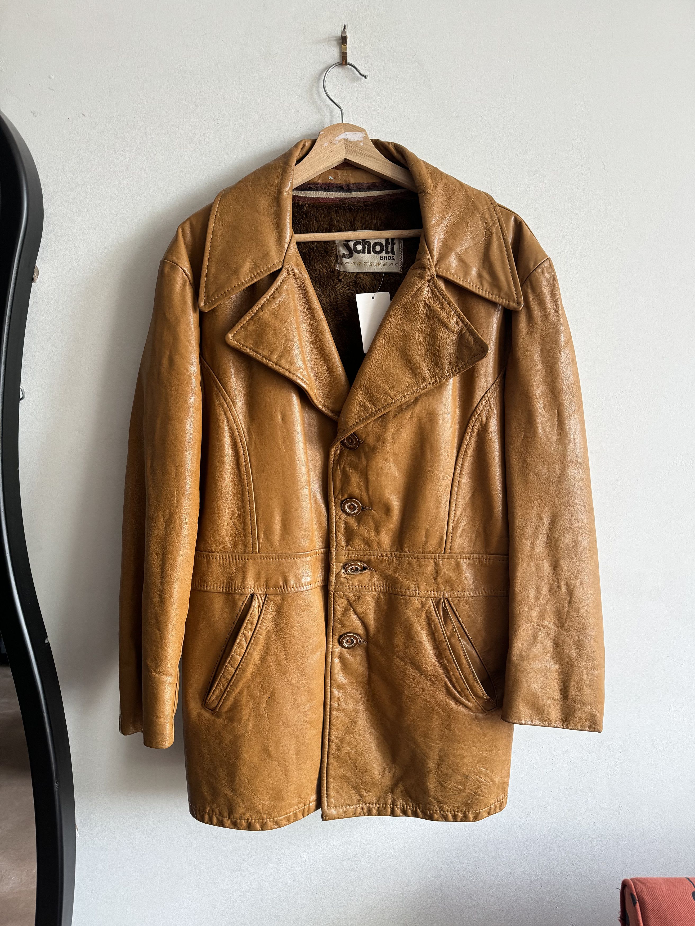 Schott 80/90s Schott Trench Leather Jacket Size Fits M/L Size US L / EU 52-54 / 3 - 1 Thumbnail
