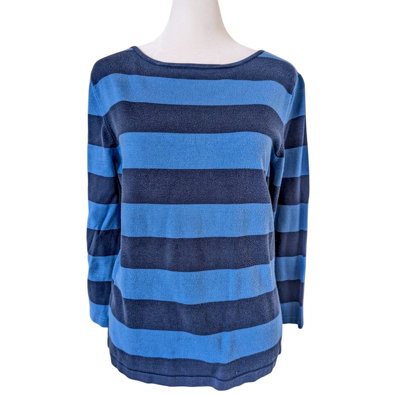 Lauren Ralph Lauren Y2K Lauren Ralph Lauren Silk Blue Striped Boat Neck Top Size M / US 6-8 / IT 42-44 - 1 Thumbnail