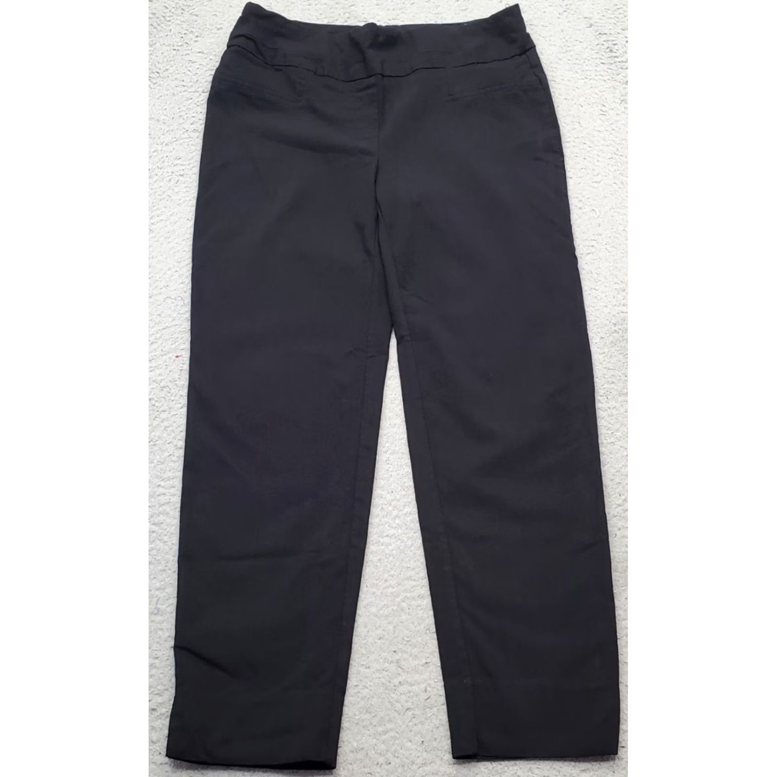 Vintage Zac & Rachel Cropped Pants Women's 10 Black Flat Front Comfort Waist Slim Ankle Size 32" / US 10 / IT 46 - 2 Thumbnail