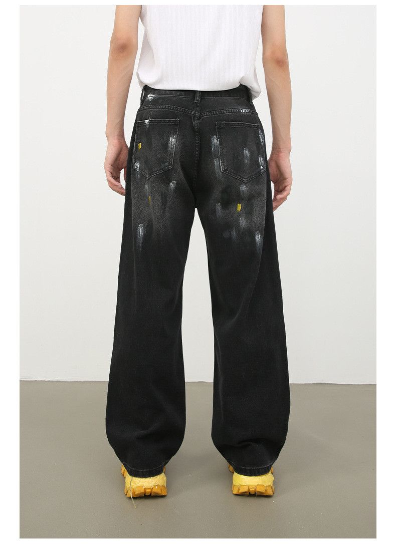 Japanese Brand Japanese retro men's loose straight leg splatter paint jeans Size US 32 / EU 48 - 5 Thumbnail