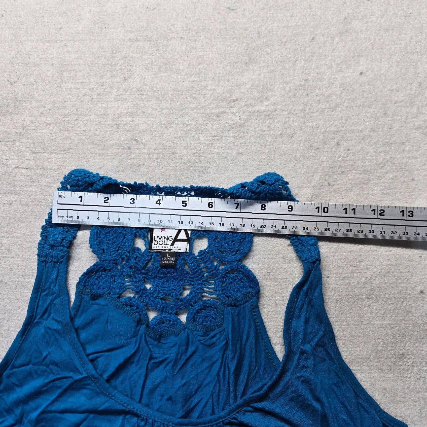Vintage VINTAGE Living Doll Women's Tank Top Large Light Blue Lace Sleeveless Relaxed Fit Lightweight Spring Fall Winter Shirt Size L / US 10 / IT 46 - 3 Thumbnail