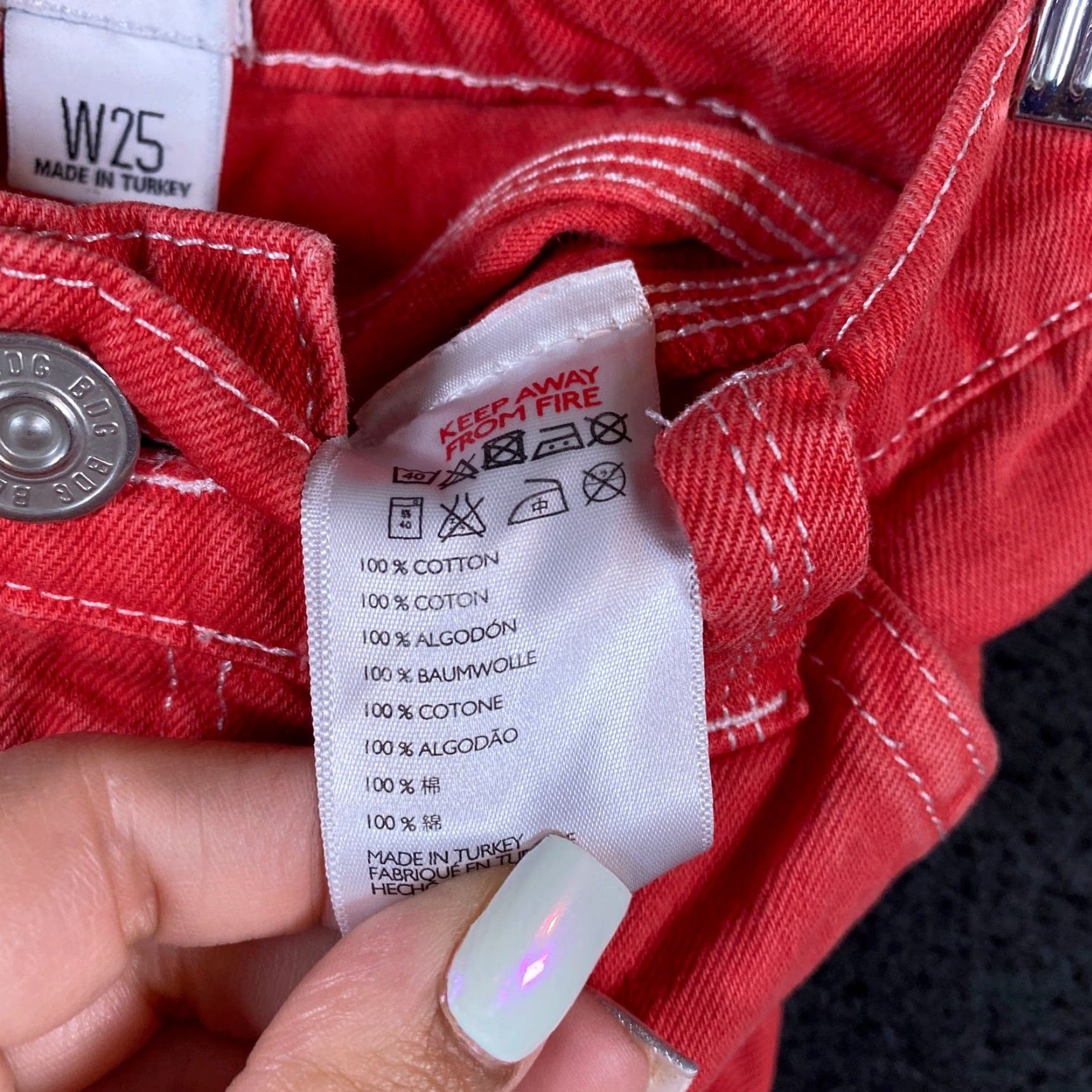 Bdg BDG Jeans Women Red Pink Cropped High Rise Cargo Straight Leg Stretch W25 Size 42" / US 20 - 5 Thumbnail