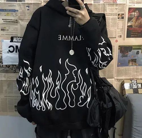 Anime × Japanese Brand Hoodie black flame hoodie Size US M / EU 48-50 / 2 - 4 Thumbnail