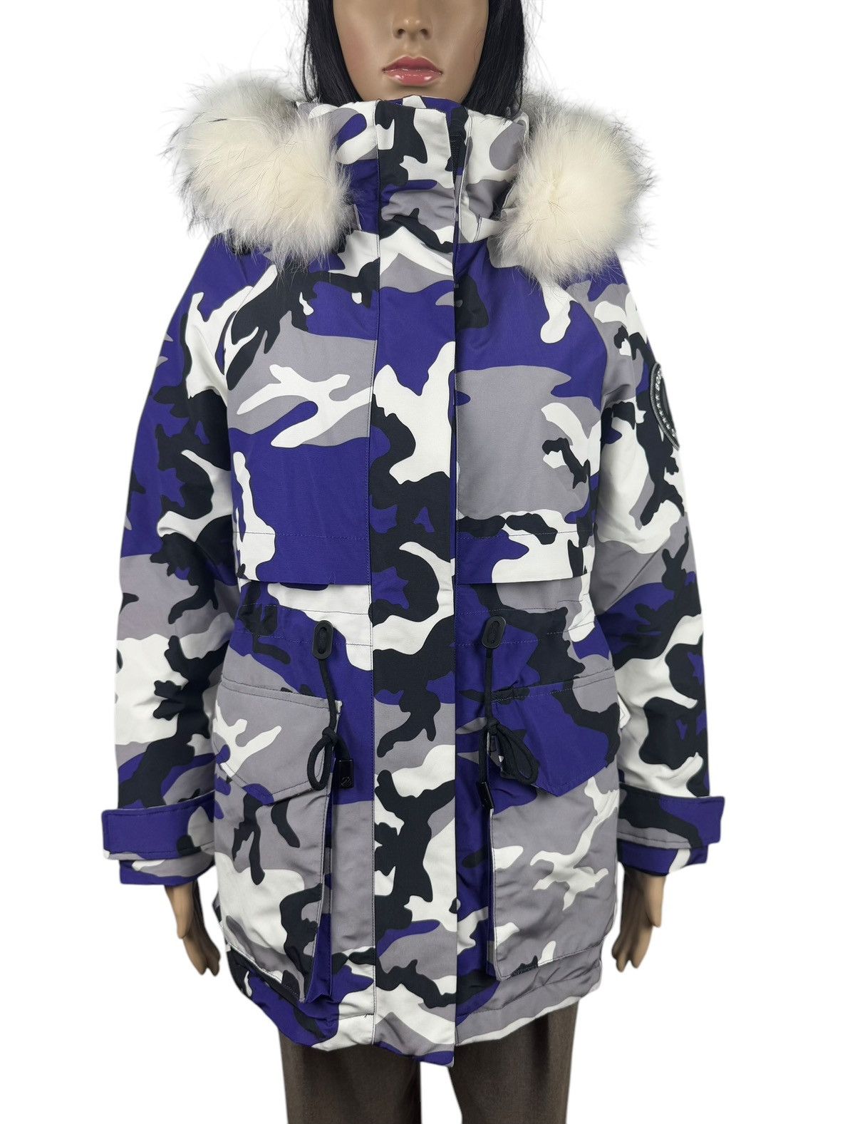Designer Bosideng Camouflage Extreme Cold Down Parka Fur Trim Hooded Size S / US 4 / IT 40 - 2 Thumbnail