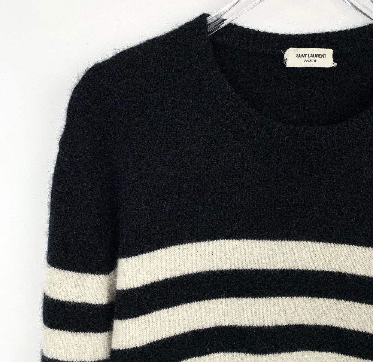 Saint Laurent Paris Saint Laurent SLP black and white cashmere knitted sweater Size US M / EU 48-50 / 2 - 3 Thumbnail
