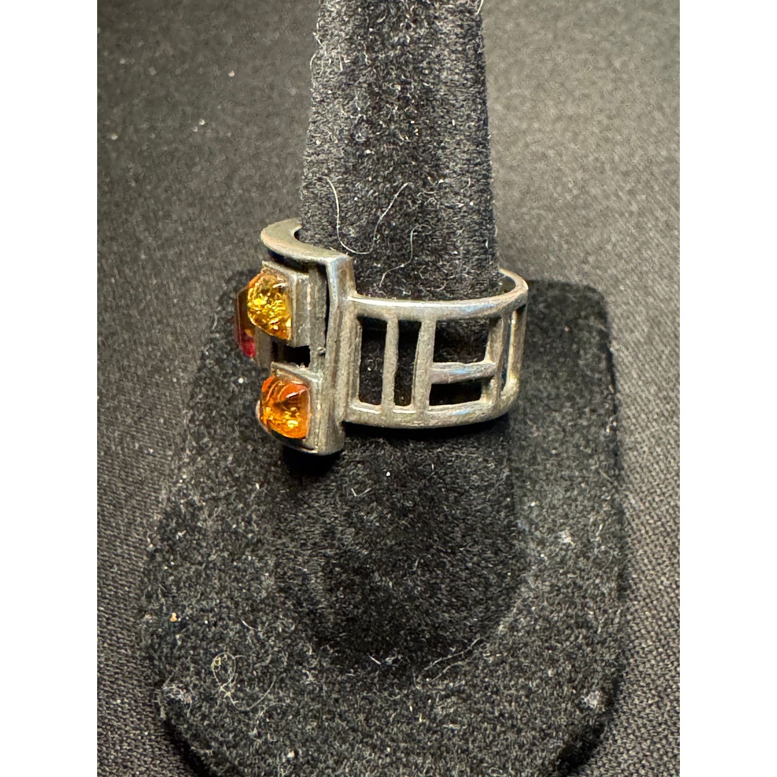 Other 925 Silver 5 Shades of Amber Size 7 Cut Out Ring Size ONE SIZE - 3 Thumbnail