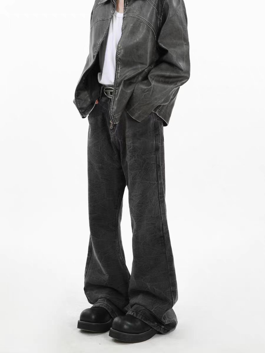 Vintage Washed Black Micro Wide Leg Jeans