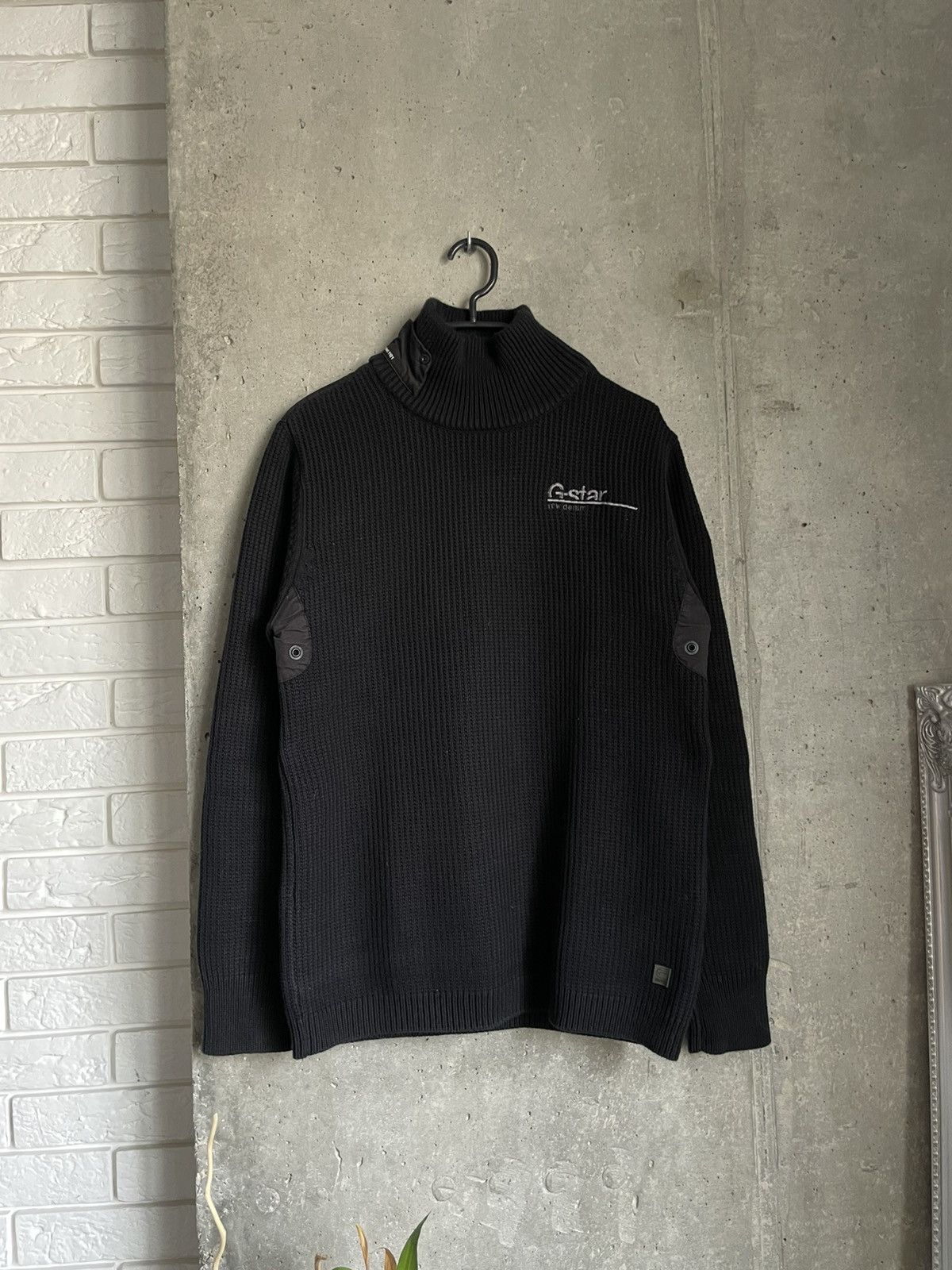 G-Star × Japanese Brand × Vintage Vintage G-Star Hard Turtleneck Heavy Zip Ribbed Knit Y2K Size US L / EU 52-54 / 3 - 2 Thumbnail