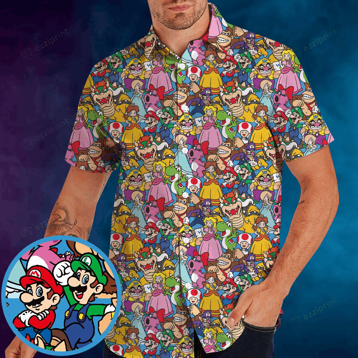 The Unbranded Brand Mario Brothers Colorful Pattern Button Down Shirt Size US S / EU 44-46 / 1 - 1 Thumbnail