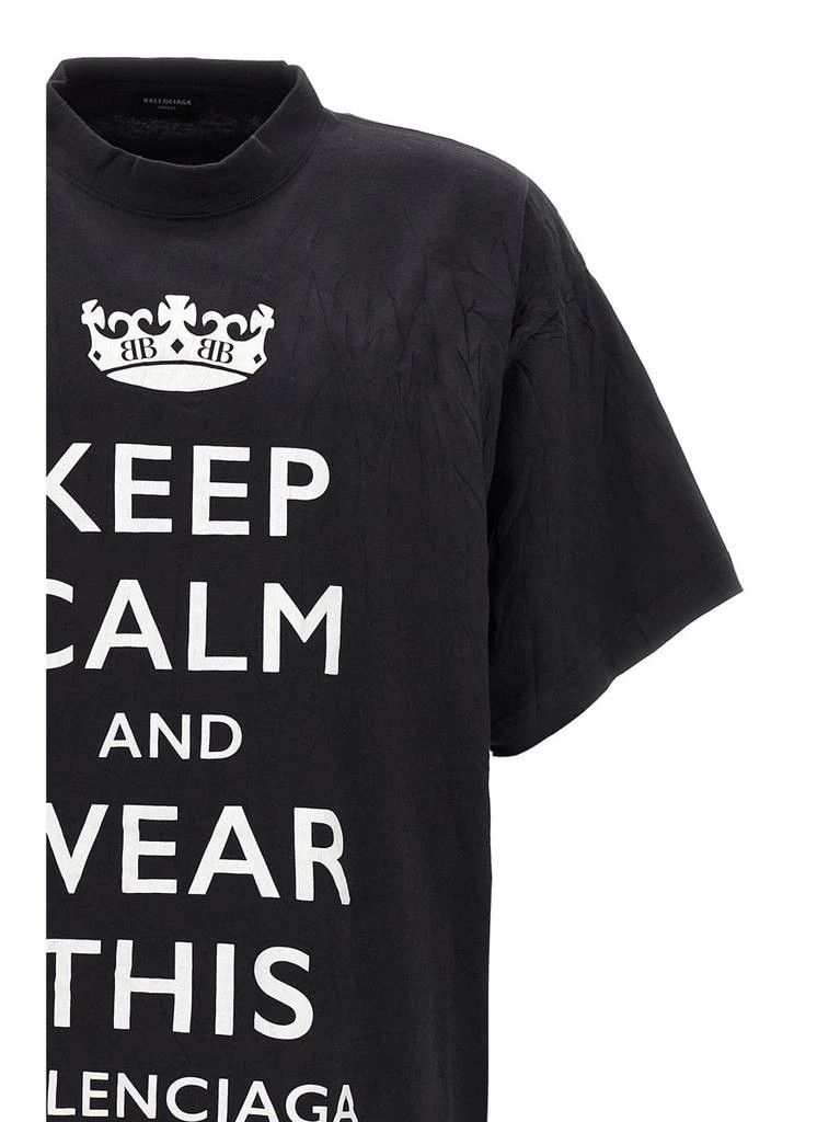Balenciaga o1w1db11125 Keep Calm T-Shirt Oversized in Black Size XS / US 0-2 / IT 36-38 - 3 Thumbnail
