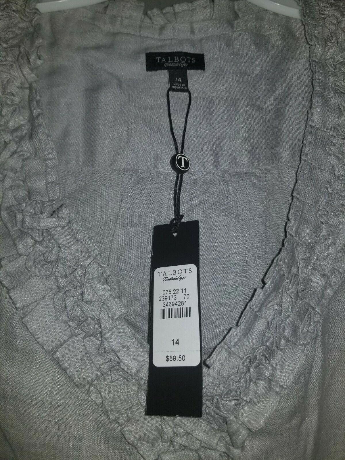 Designer NWT Talbots Ruffled Short Sleeve Shirt Size 14 Size XL / US 12-14 / IT 48-50 - 5 Thumbnail