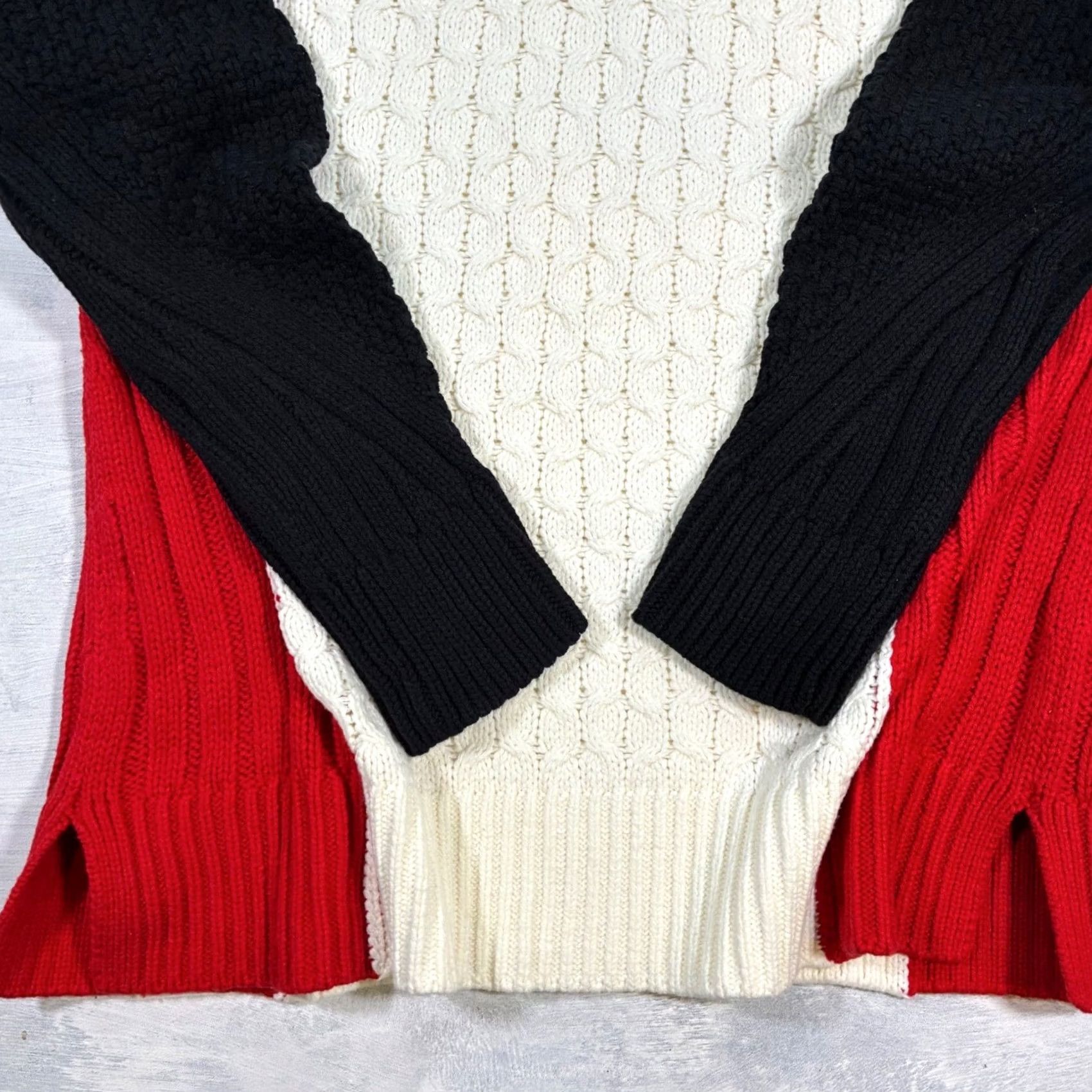 Talbots Talbots Sweater Womens L White NWT Mixed Stitch Colorblock Cable Knit Turtleneck Cotton Size L / US 10 / IT 46 - 3 Thumbnail