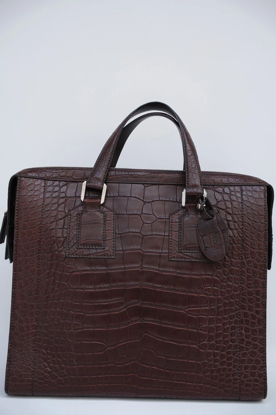 Testoni New A. Testoni Alligator Exotic Chocolate Brown Briefcase Size ONE SIZE - 1 Thumbnail
